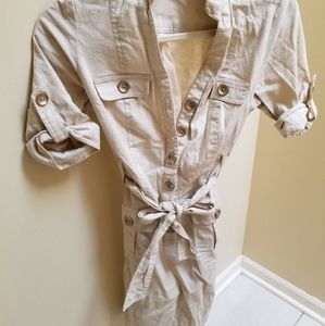 New York & Company Beige Sand Linen Dress